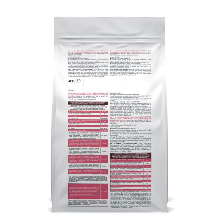 Schesir Dry Original Sterilized & light con prosciutto 400gr - immagine 2