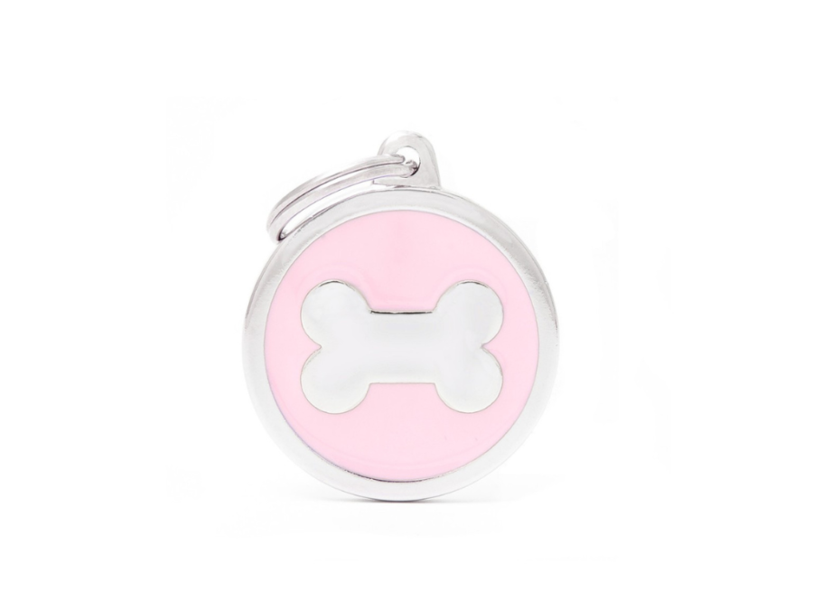 MEDAGLIETTA CLASSIC CERCHIO GRANDE ROSA CON OSSO