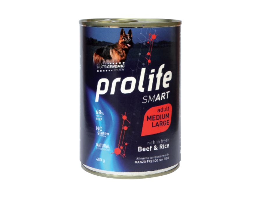 PROLIFE DOG - SMART ADULT M/L BEEF & RICE- 400GR.