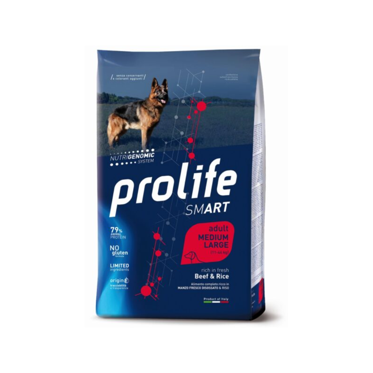 PROLIFE DOG BEEF & RICE M/L 12KG.